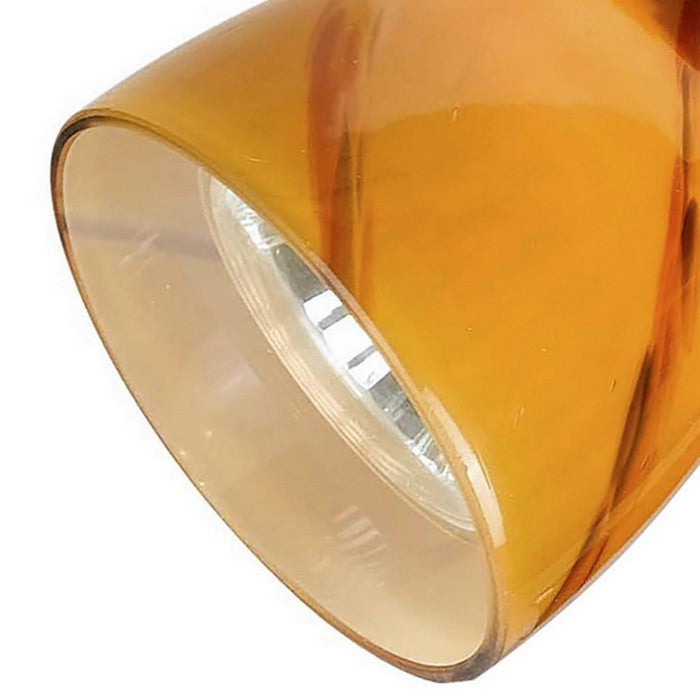 Glass Shade Track Light Head with Metal Frame, Yellow and Rustic Bronze