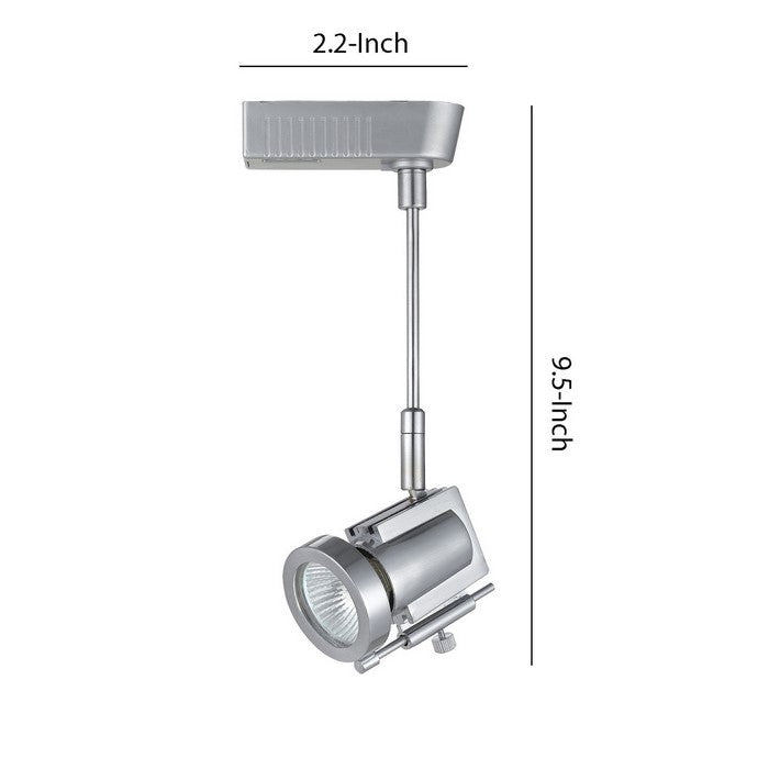 Flared Torch Design Rotational Track Light Head with 6 inch Stem, Silver