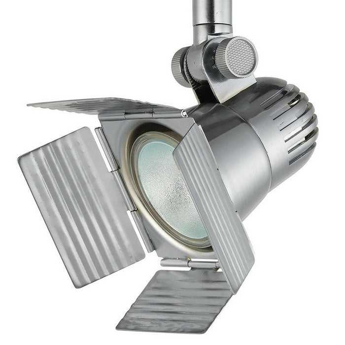 Spotlight Design Rotational Track Head with 4 Leaf Door Flippers, Silver
