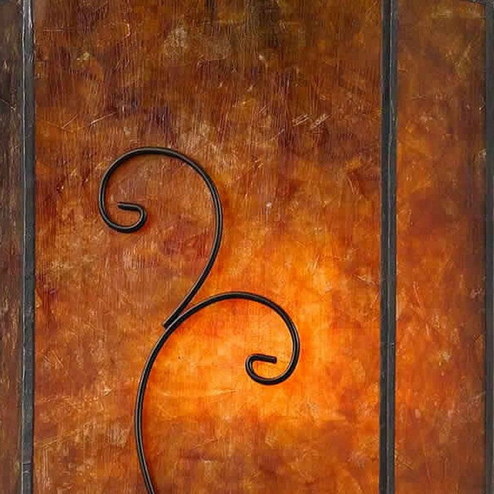 Scroll Design Pendant Lighting with Mica Shade, Brown and Black