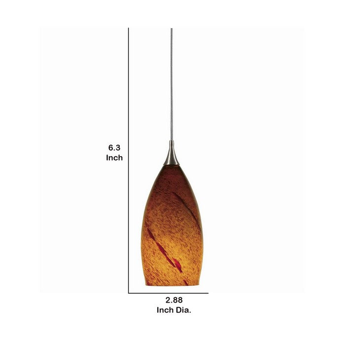 Transitional Glass Shade Pendant Lighting with Cord, Orange and Chrome