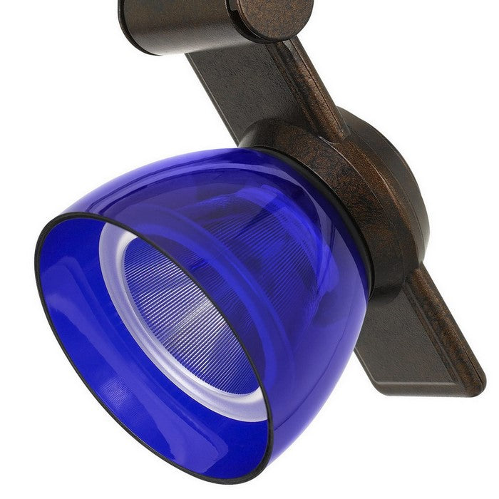 12W Integrated LED Track Fixture with Polycarbonate Head, Bronze and Blue