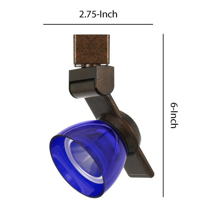 12W Integrated LED Track Fixture with Polycarbonate Head, Bronze and Blue
