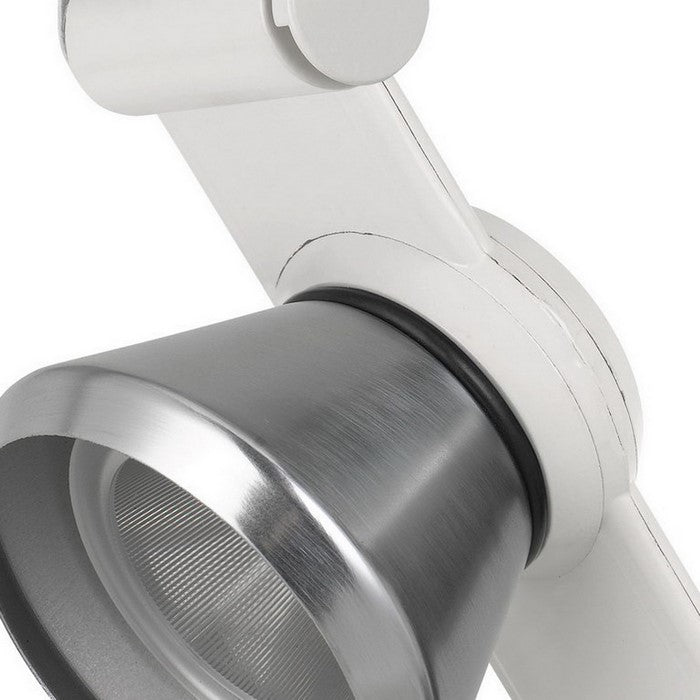 12W Integrated LED Metal Track Fixture with Cone Head, White and Silver