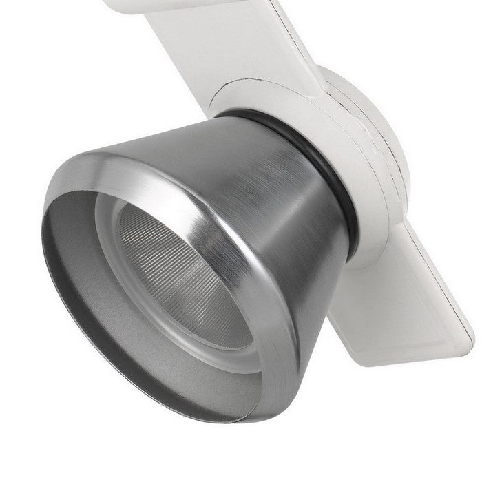 12W Integrated LED Metal Track Fixture with Cone Head, White and Silver