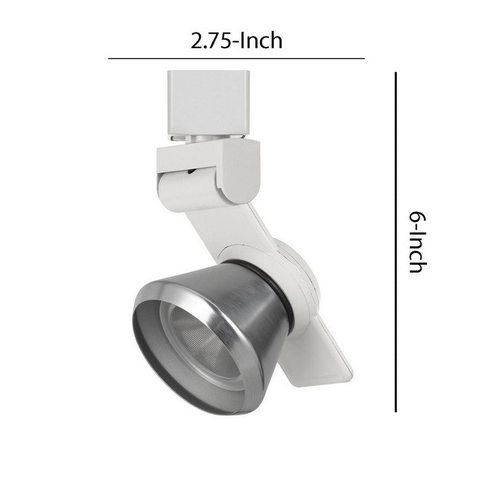 12W Integrated LED Metal Track Fixture with Cone Head, White and Silver