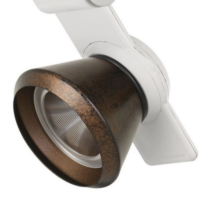 12W Integrated LED Metal Track Fixture with Cone Head, White and Bronze