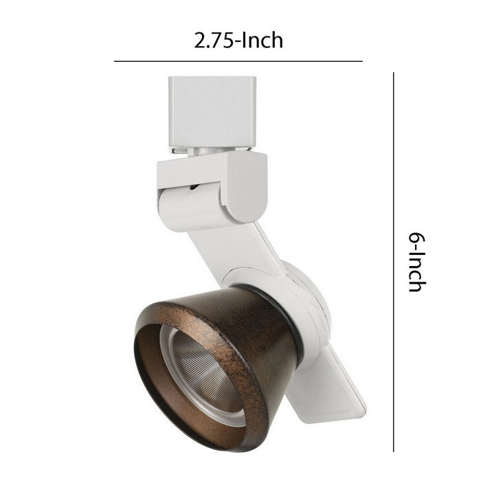 12W Integrated LED Metal Track Fixture with Cone Head, White and Bronze