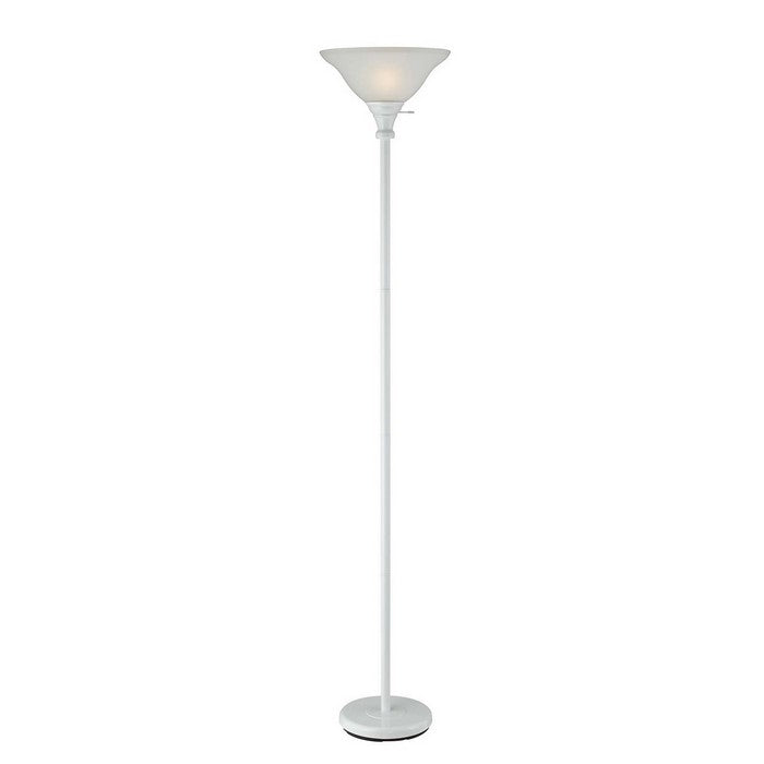 3 Way Torchiere Floor Lamp with Frosted Glass shade and Stable Base, White