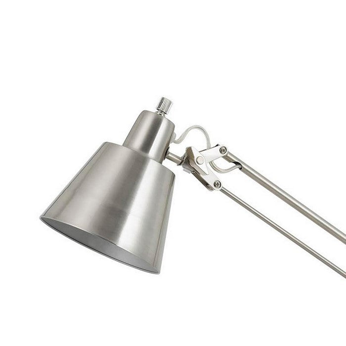 60W Metal Task Lamp with Adjustable Arms and Swivel Head, Set of 2, Silver