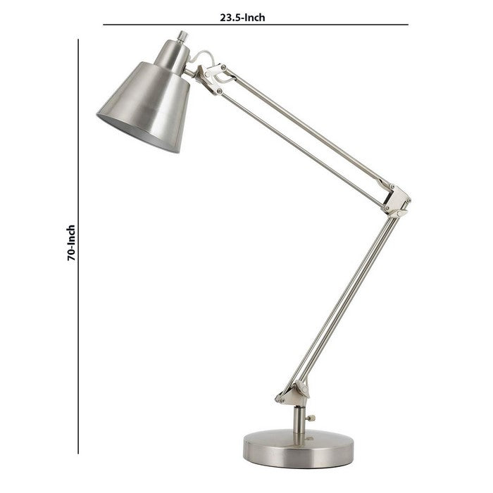 60W Metal Task Lamp with Adjustable Arms and Swivel Head, Set of 2, Silver