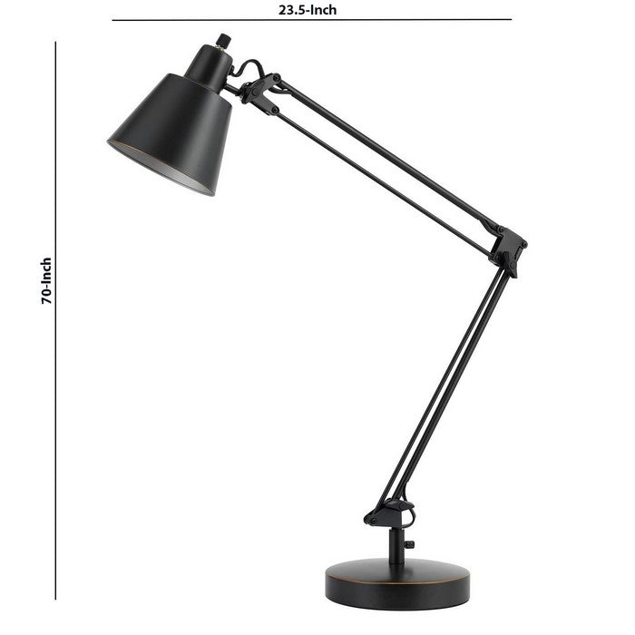 60W Metal Task Lamp with Adjustable Arms and Swivel Head, Set of 2, Black