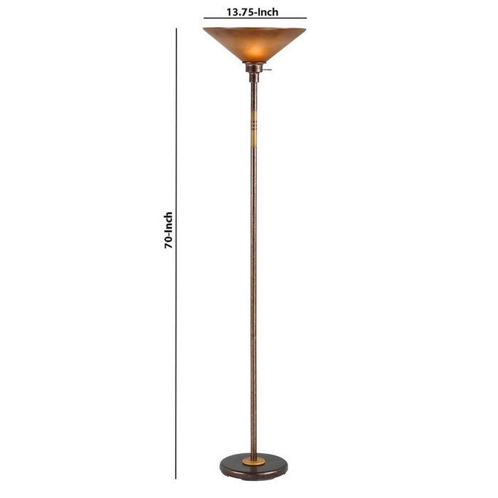 3 Way Torchiere Floor Lamp with Frosted Glass shade and Stable Base, Bronze