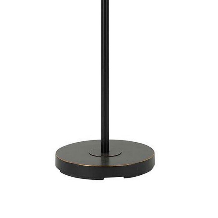 Metal Body Torchiere Floor Lamp with Attached Reading Light, Black