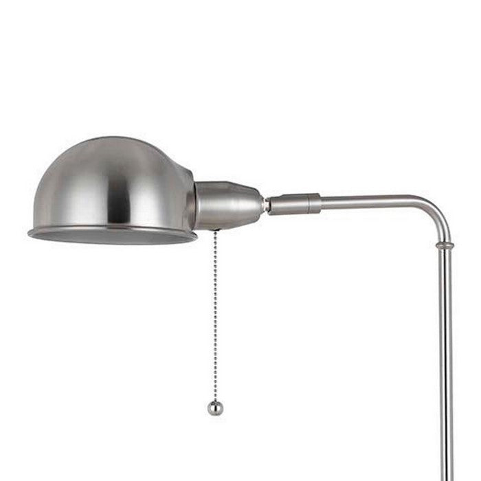 Adjustable Height Metal Pharmacy Lamp with Pull Chain Switch, Silver