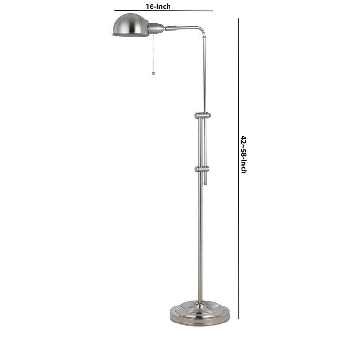Adjustable Height Metal Pharmacy Lamp with Pull Chain Switch, Silver