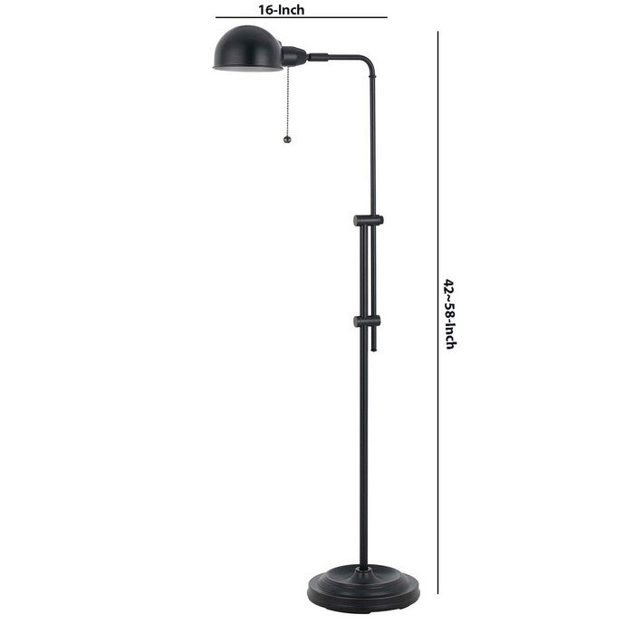 Adjustable Height Metal Pharmacy Lamp with Pull Chain Switch, Black