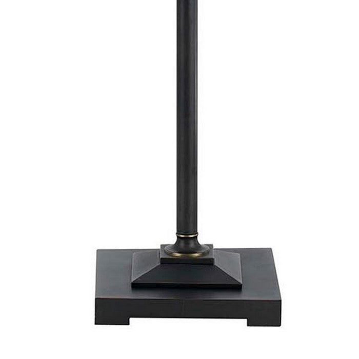 6 Way Metal Floor Lamp with Fabric Shallow Drum Shade, Black