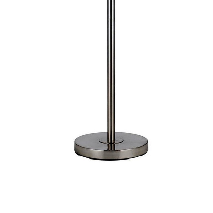 80 Watt Metal Floor Lamp with Dual Gooseneck and Uno Style Shades, Silver