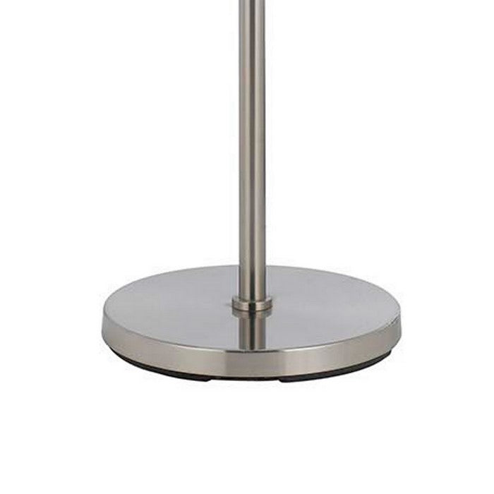 Metal Body Floor Lamp with Fabric Drum Shade and Pull Chain Switch, Silver