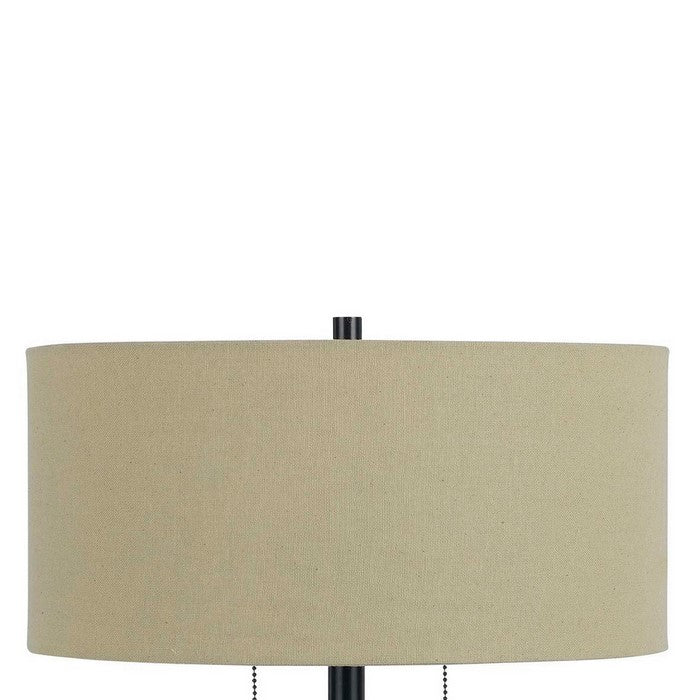 Metal Body Table Lamp with Fabric Drum Shade and Pull Chain Switch, Black