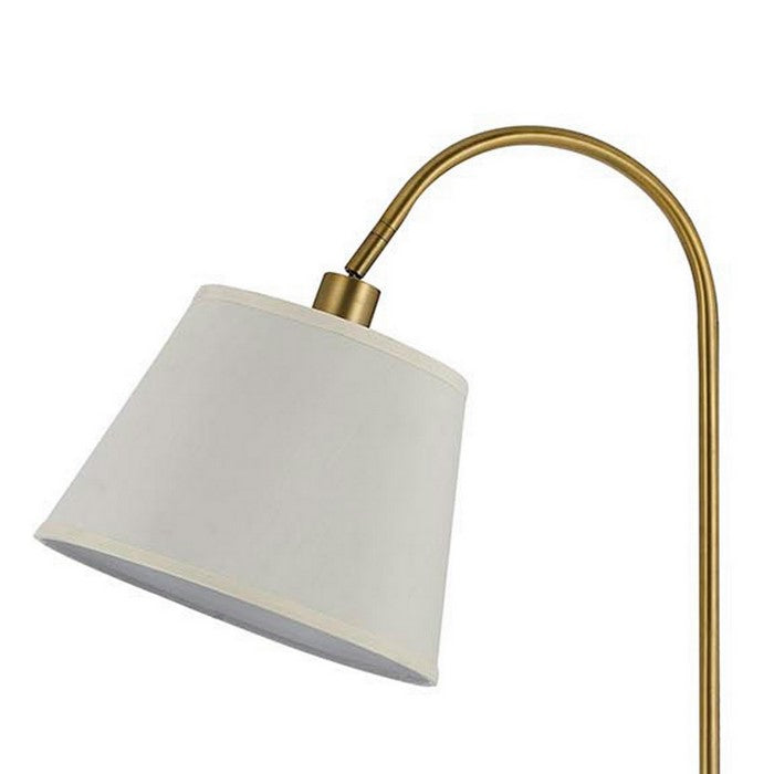 60 Watt Metal Floor Lamp with Gooseneck Shape and Stable Base, Gold