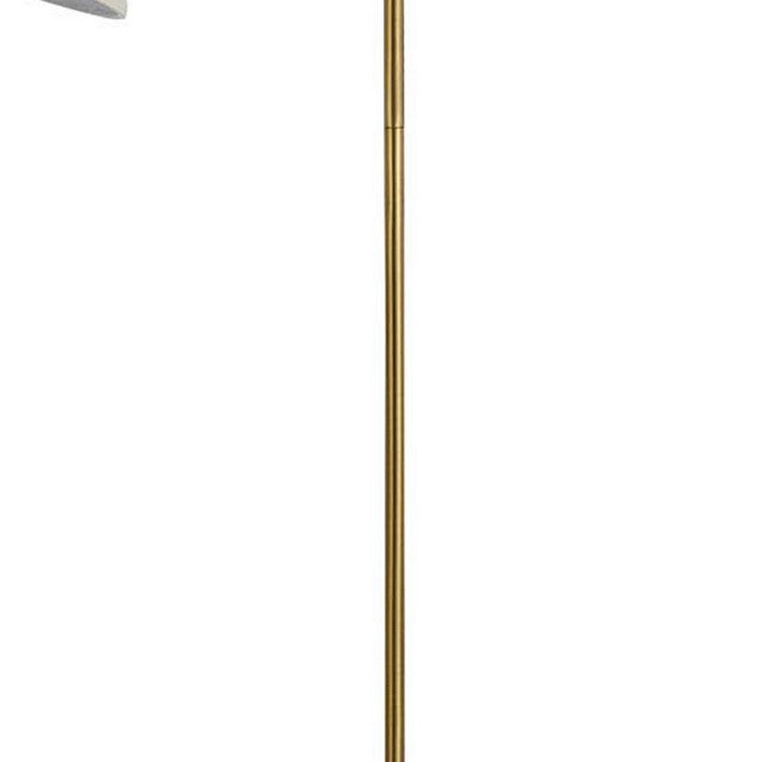 60 Watt Metal Floor Lamp with Gooseneck Shape and Stable Base, Gold
