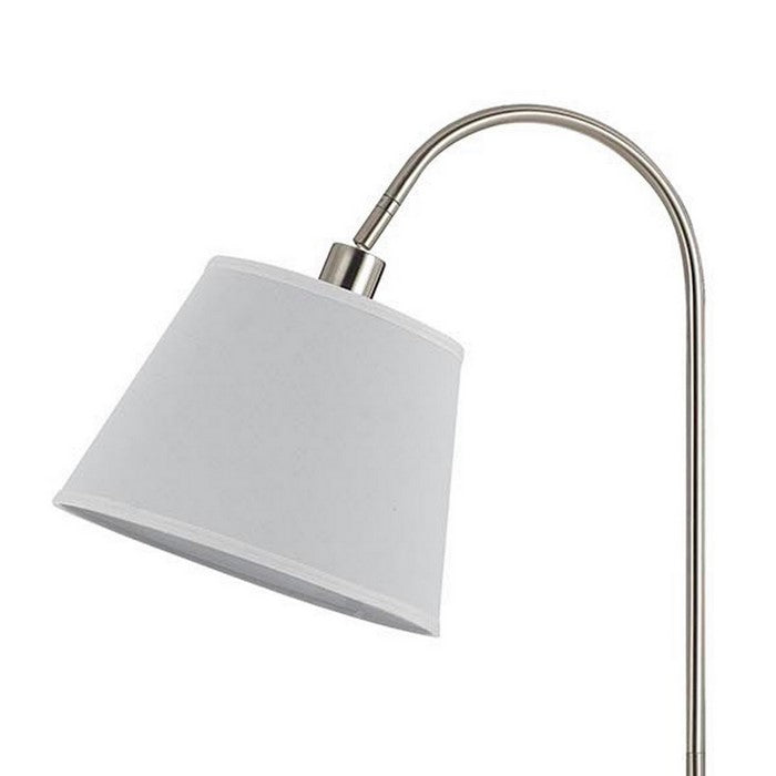 60 Watt Metal Floor Lamp with Gooseneck Shape and Stable Base, Silver