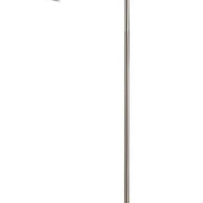 60 Watt Metal Floor Lamp with Gooseneck Shape and Stable Base, Silver