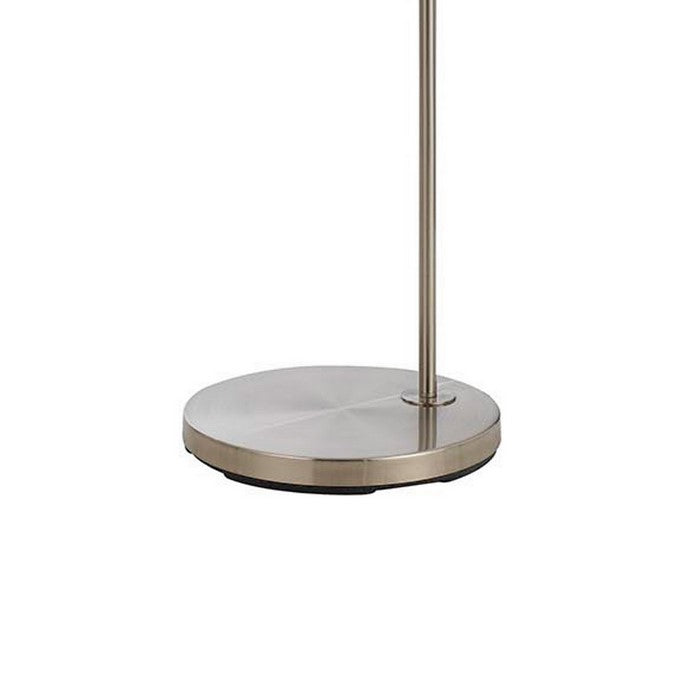 60 Watt Metal Floor Lamp with Gooseneck Shape and Stable Base, Silver