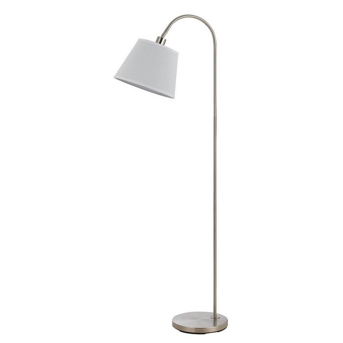 60 Watt Metal Floor Lamp with Gooseneck Shape and Stable Base, Silver