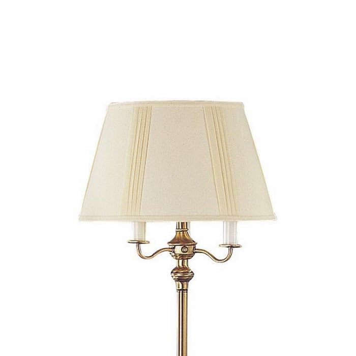 150 Watt 6 Way Metal Floor Lamp with Fabric Tapered Shade, Gold