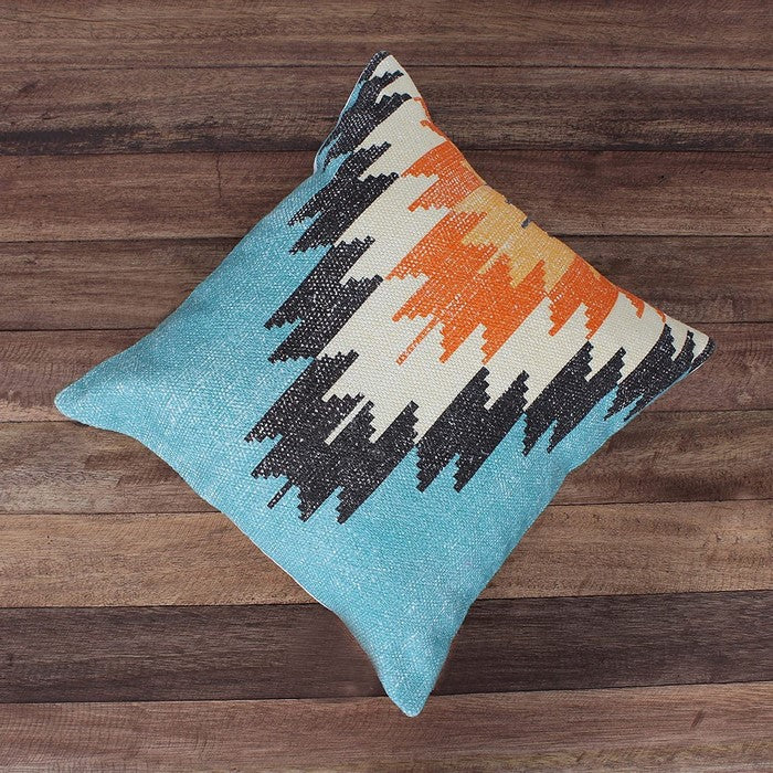 18 x 18 Handwoven Cotton Accent Pillow with Fiery Print, Multicolor