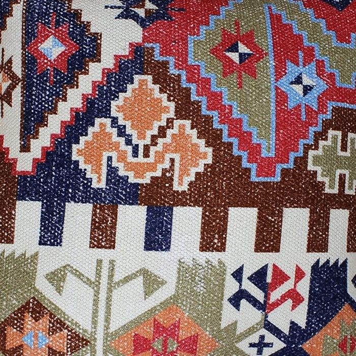 18 x 18 Handwoven Cotton Accent Pillow with Tribal Print, Multicolor