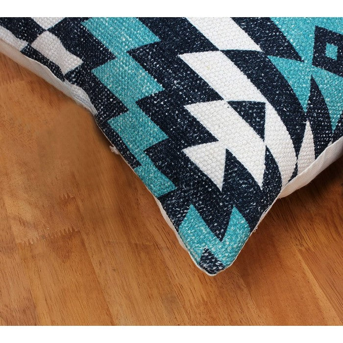 18 x 18 Handwoven Cotton Accent Pillow with Geometric Print, Multicolor