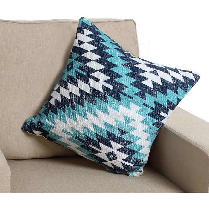 18 x 18 Handwoven Cotton Accent Pillow with Geometric Print, Multicolor