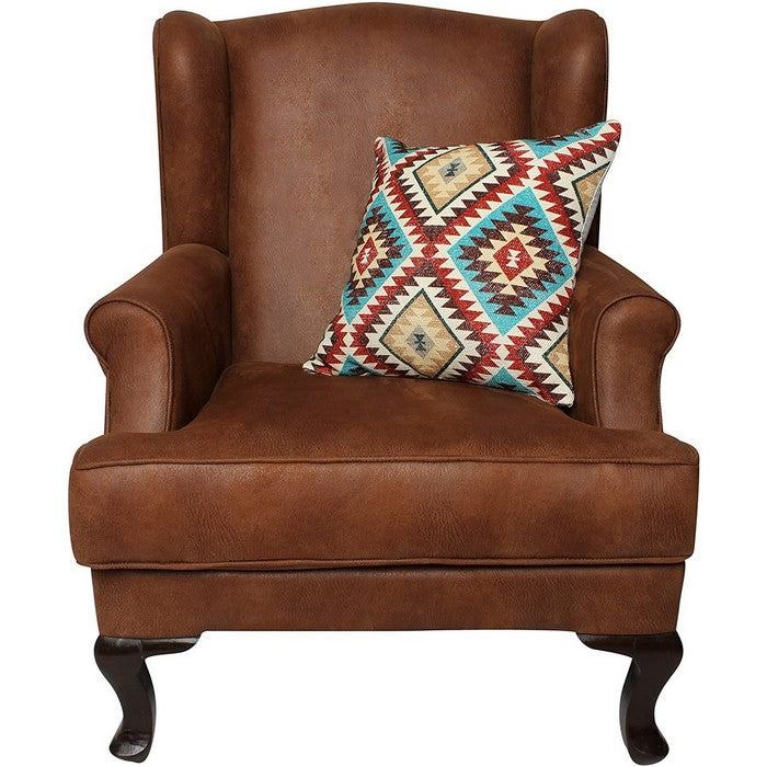 18 x 18 Inches Kilim Printed Cotton Accent Pillow, Red and Blue