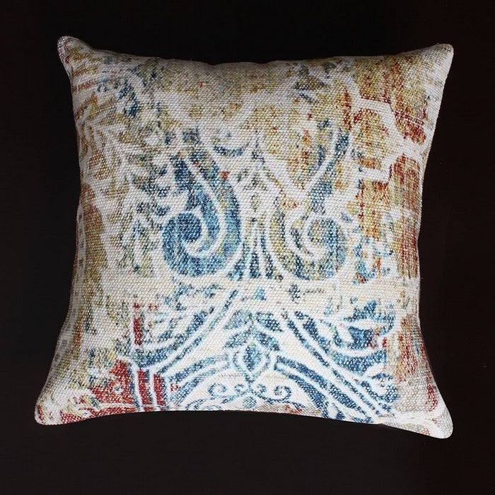 18 x 18 Hand Block Printed Cotton Accent Pillow, Multicolor