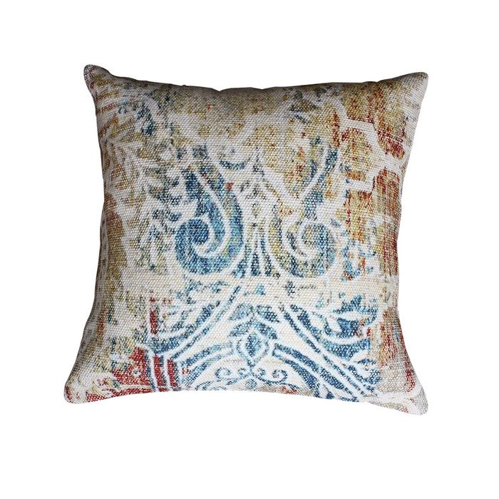 18 x 18 Hand Block Printed Cotton Accent Pillow, Multicolor