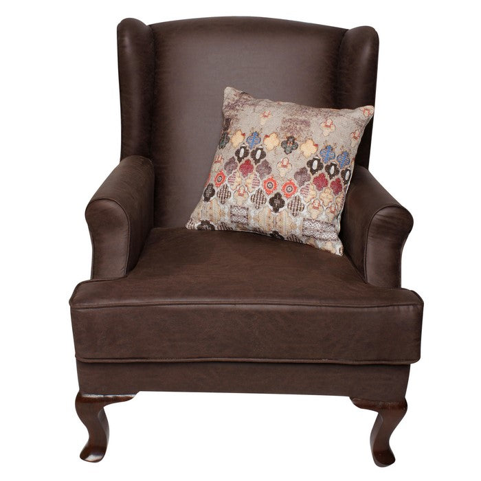 18 x 18 Handwoven Cotton Accent Pillow with Quatrefoil Print, Multicolor