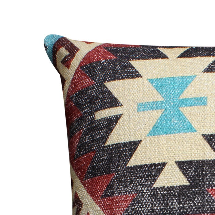 24 x 24 Inches Handwoven Cotton Accent Pillow with Kilim Print, Multicolor