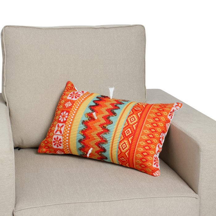 20 x 12 Handwoven Cotton Accent Pillow with Jacquard Print, Orange