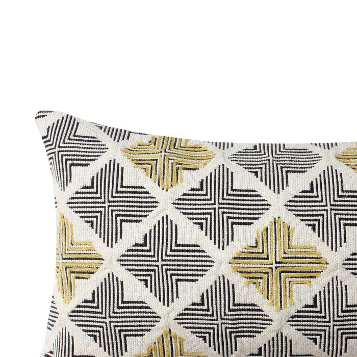 20 x 12 Handwoven Cotton Accent Pillow with Jacquard Print, Multicolor