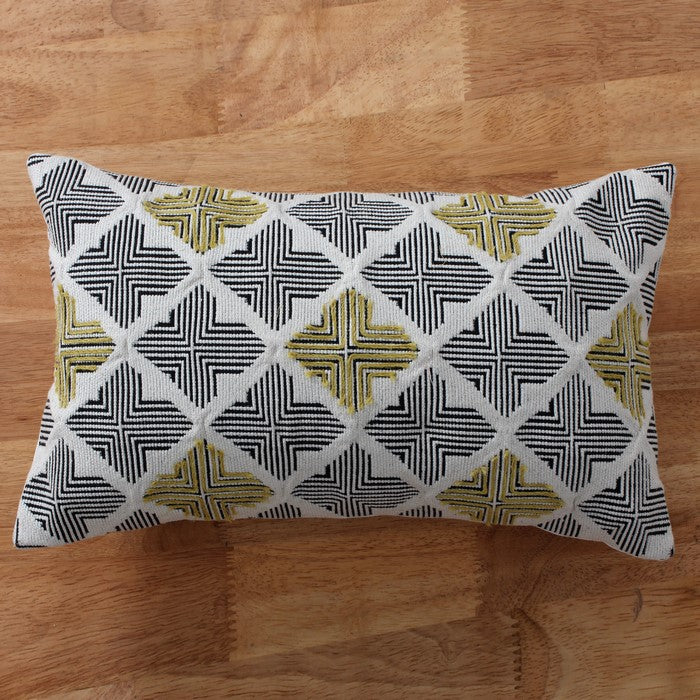 20 x 12 Handwoven Cotton Accent Pillow with Jacquard Print, Multicolor