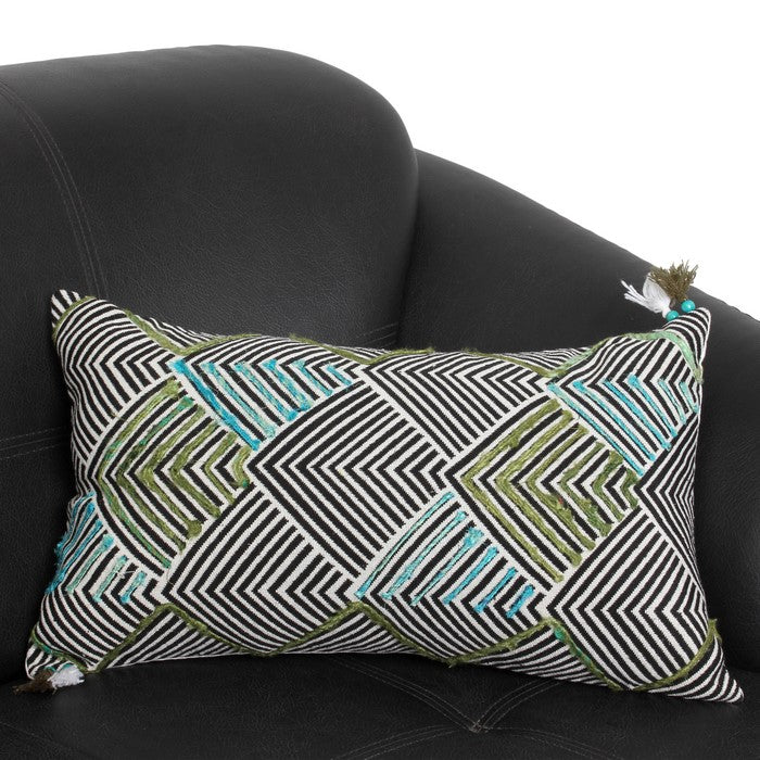 20 x 12 Handwoven Cotton Accent Pillow with Arrow Print, Multicolor