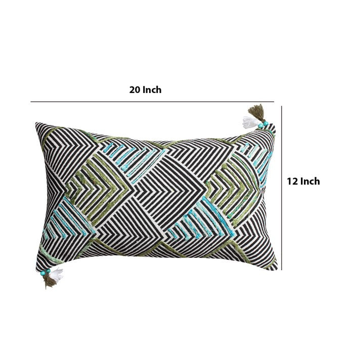 20 x 12 Handwoven Cotton Accent Pillow with Arrow Print, Multicolor
