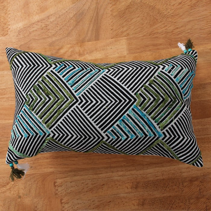 20 x 12 Handwoven Cotton Accent Pillow with Arrow Print, Multicolor