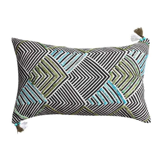 20 x 12 Handwoven Cotton Accent Pillow with Arrow Print, Multicolor
