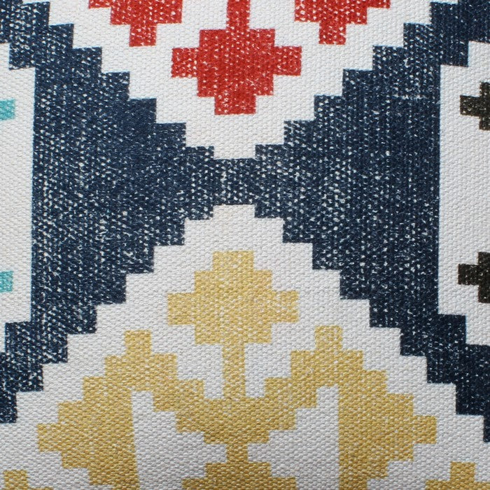 24 x 24 Kilim Printed Handwoven Cotton Accent Pillow, Multicolor