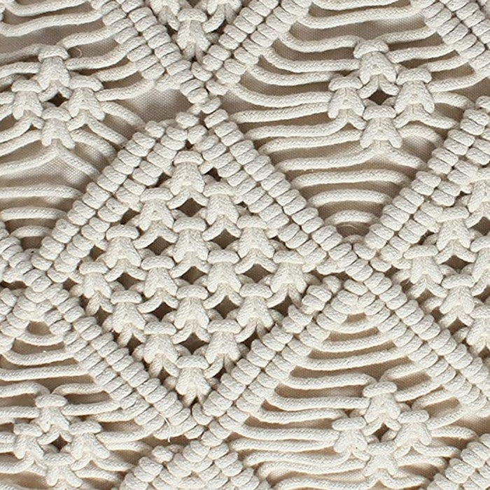 20 x 20 Inches Handwoven Macrame Cotton Accent Pillow, Off White